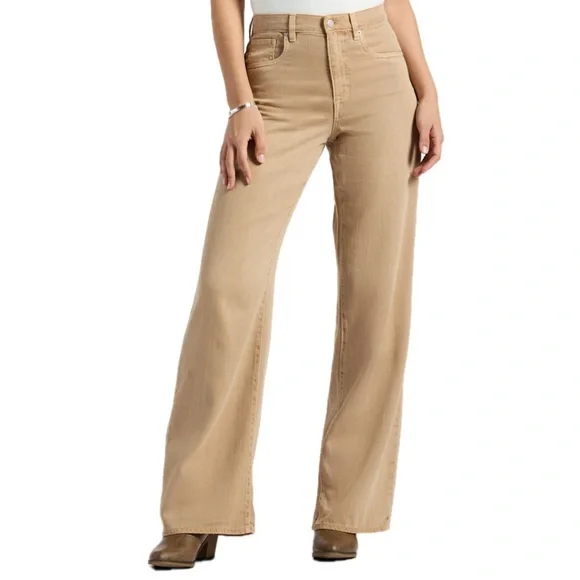 NWT Buffalo David Bitton High Rise Wide Leg Addie Women's Pants, Almond Beige - Picture 1 of 6
